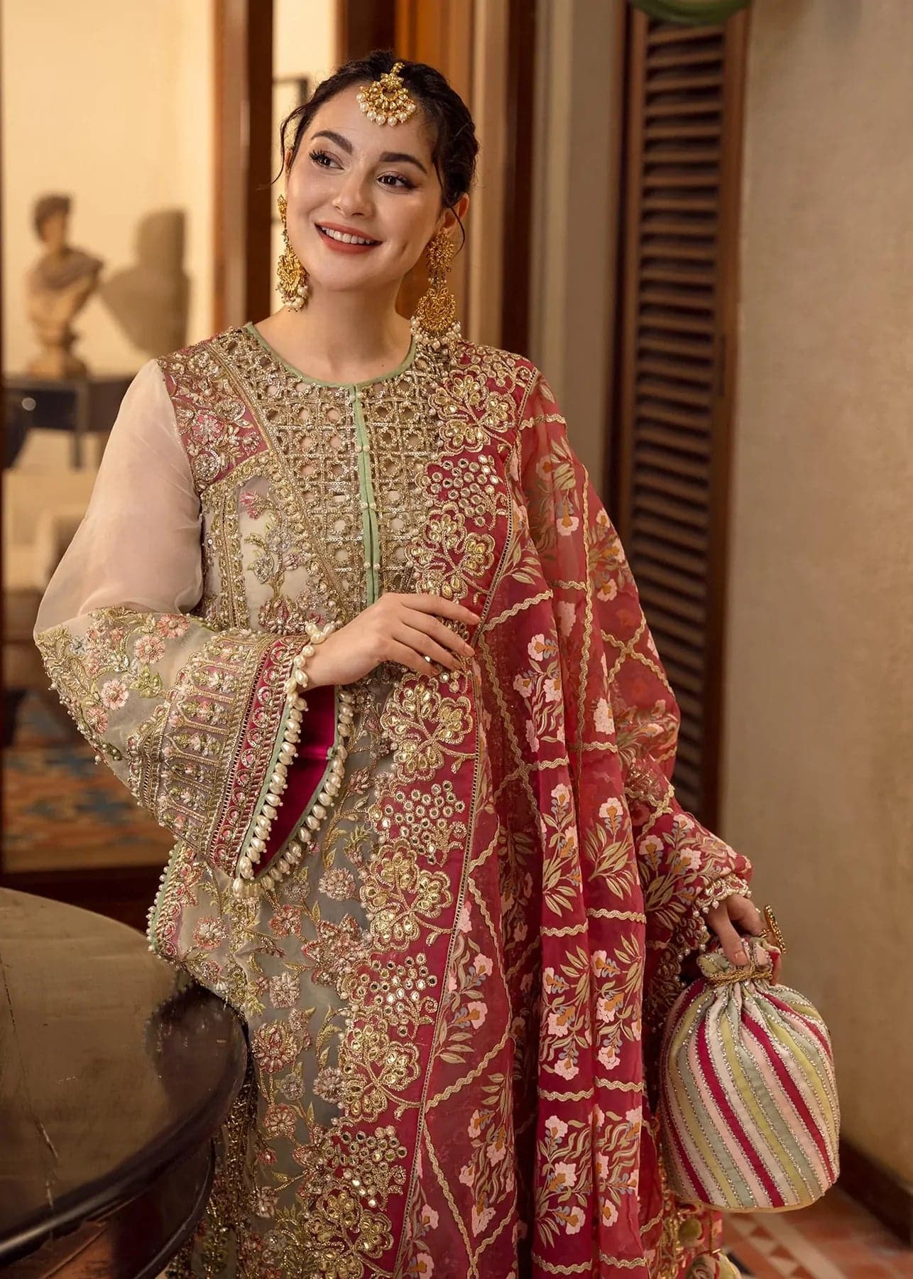 Pakistani bridal wear Crimson Artisanal Anecdotes - Aarrzo