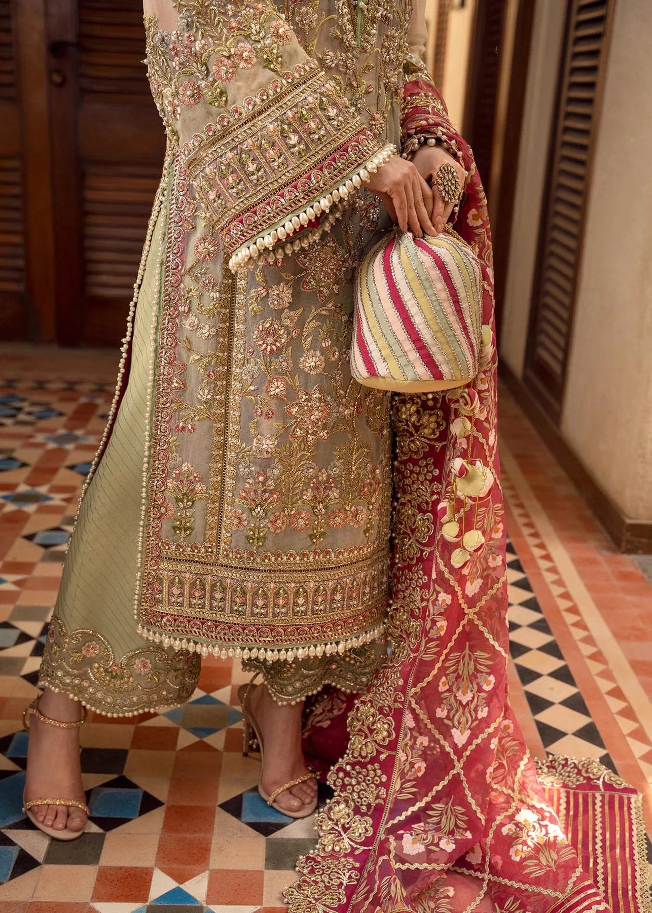 Pakistani bridal wear Crimson Artisanal Anecdotes - Aarrzo