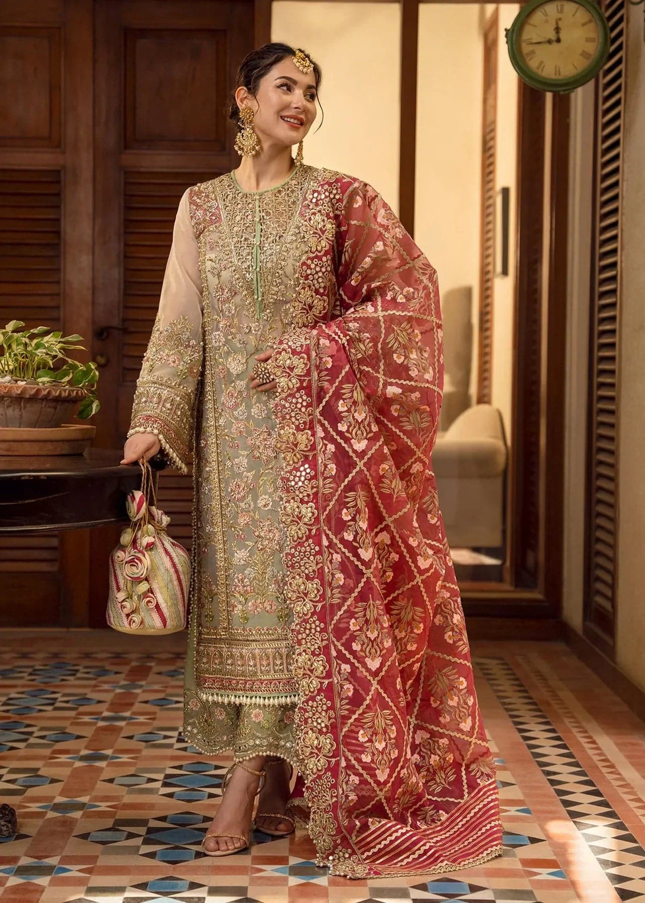 Pakistani bridal wear Crimson Artisanal Anecdotes - Aarrzo